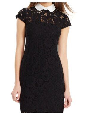 Ralph Lauren Women’s Black Lace Dress with White Peter Pan Collar Size 4